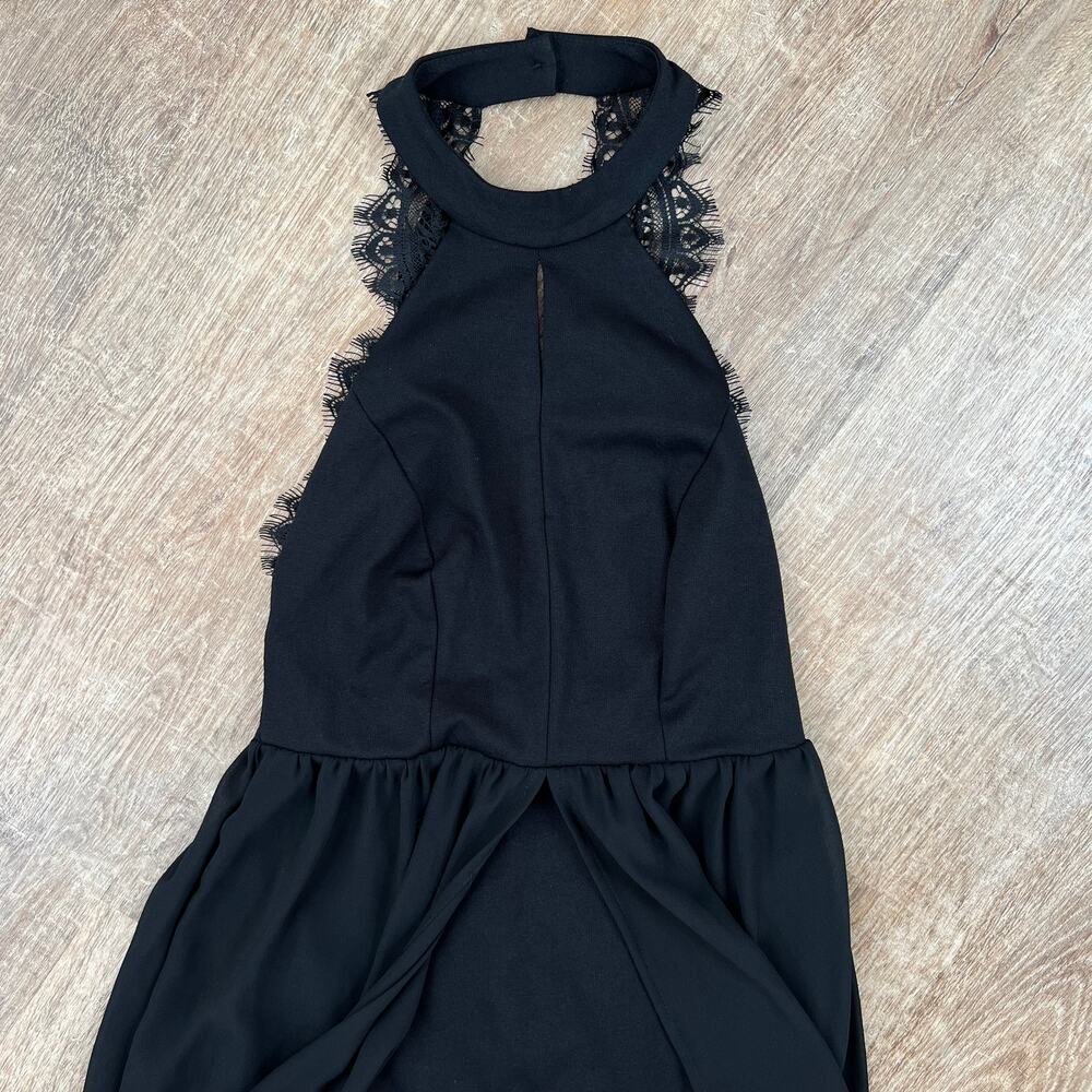 Lulus My Beloved Black Maxi Dress Lace Detail Halter Top - Picture 6 of 9